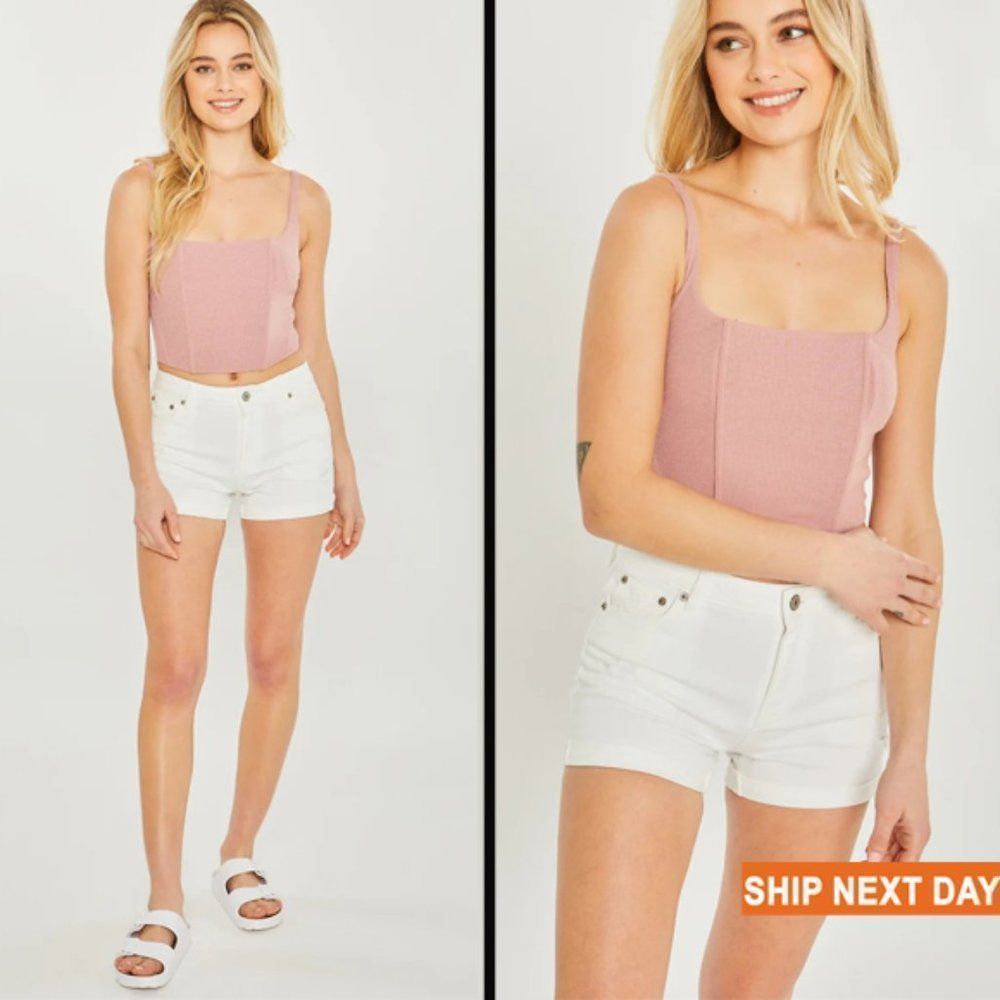 Knit Solid Tank Top - Corset - Corset Top - Crop Top - Bustier Top - Bustier